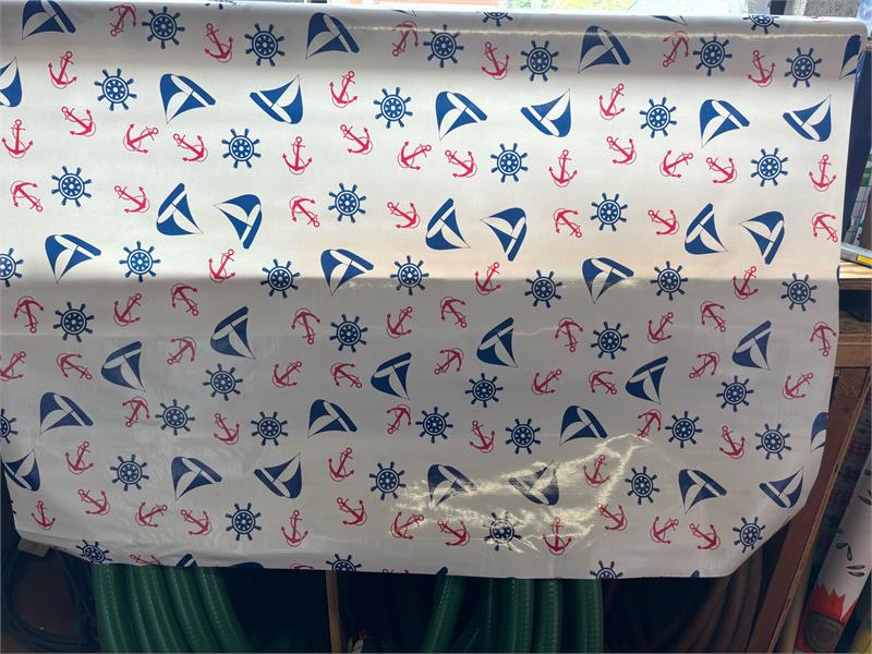 Nantucket in Blue Oilcloth Fabric Full Bolt - 12 Continuous Yards, 47.5" Wide