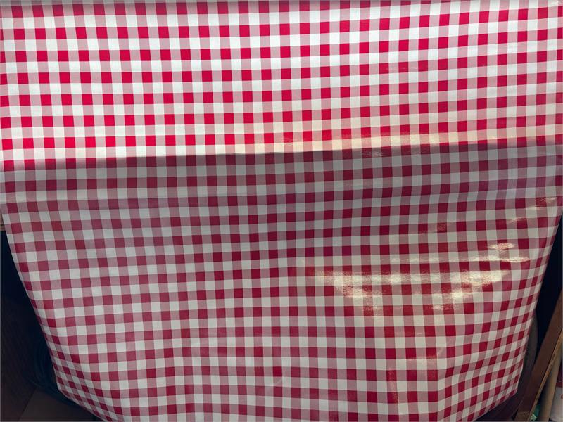 Red and White Picnic Check Oilcloth Fabric Full Bolt - 12 Continuous Yards, 47.5" Wide