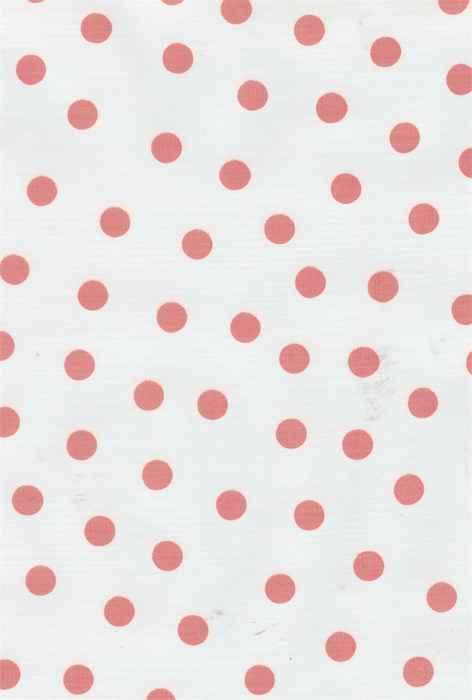 Pink Polka Dots on White Oilcloth Fabric Full Bolt - 12 Continuous Yards, 47.5" Wide