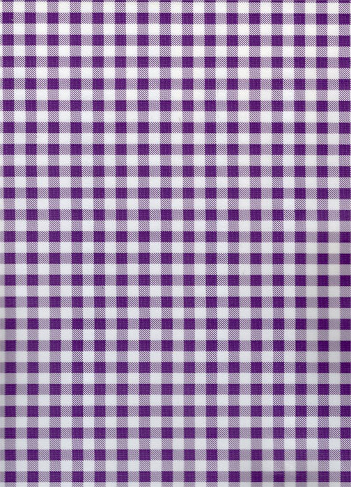 Purple and White Gingham Check Oilcloth Fabric Full Bolt - 12 Continuous Yards, 47.5" Wide