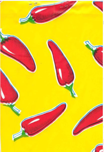 Chilis Red on Yellow Oilcloth Fabric Full Bolt - 12 Continuous Yards, 47.5" Wide