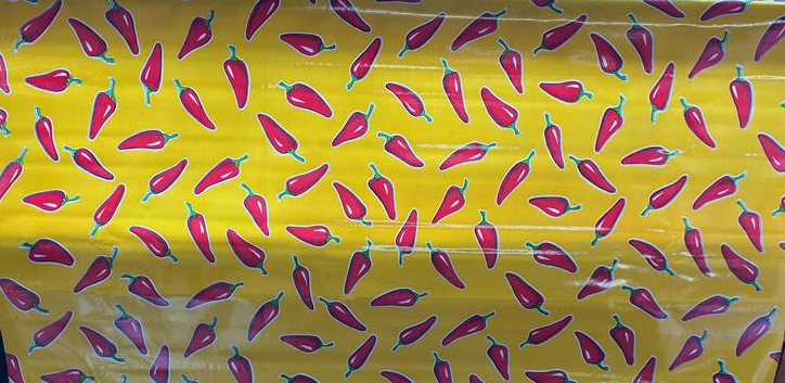 Chilis Red on Yellow Oilcloth Fabric Full Bolt - 12 Continuous Yards, 47.5" Wide