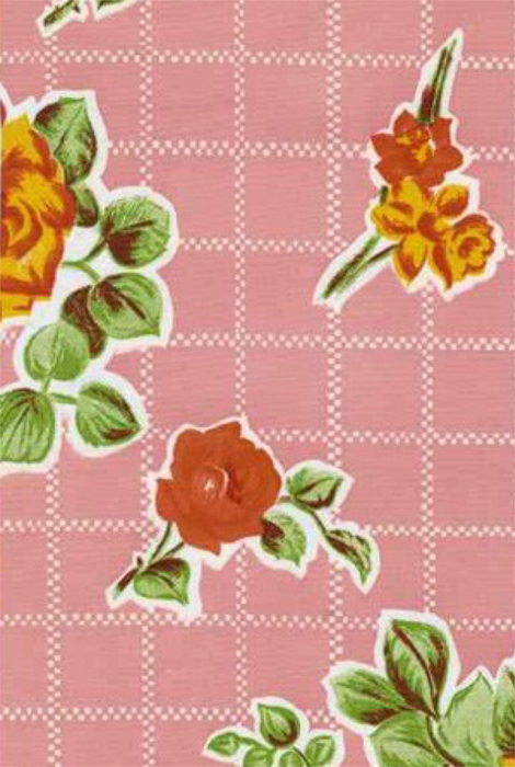 Rosegall Floral on Pink Oilcloth Fabric by the Yard - 47.5" Wide