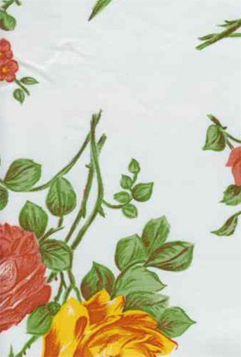 Rosegall on White Oilcloth Fabric Full Bolt - 12 Continuous Yards, 47.5" Wide