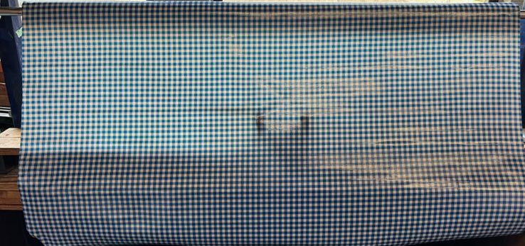 Royal Blue and White Gingham Check Oilcloth Fabric Full Bolt - 12 Continuous Yards, 47.5" Wide