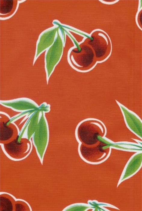 Stella Cherries on Red Oilcloth Fabric Full Bolt - 12 Continuous Yards, 47.5" Wide
