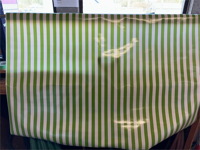 Lime Green and White Stripes Oilcloth Fabric by the Yard - 47.5" Wide