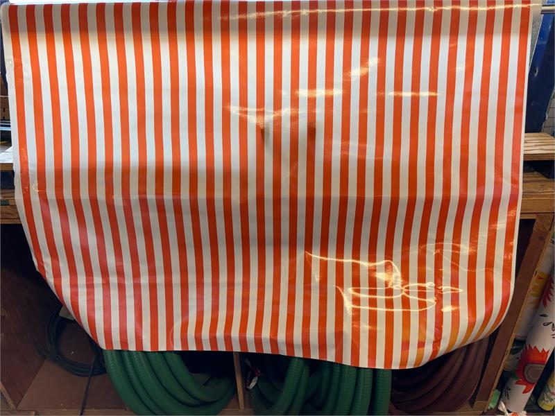 Orange and White Stripes Oilcloth Fabric by the Yard - 47.5" Wide