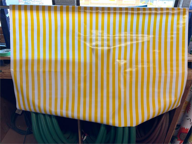 Yellow and White Stripes Oilcloth Fabric Full Bolt - 12 Continuous Yards, 47.5" Wide