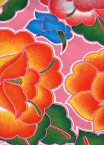 Tehuana on Pink Oilcloth Fabric Full Bolt - 12 Continuous Yards, 47.5" Wide