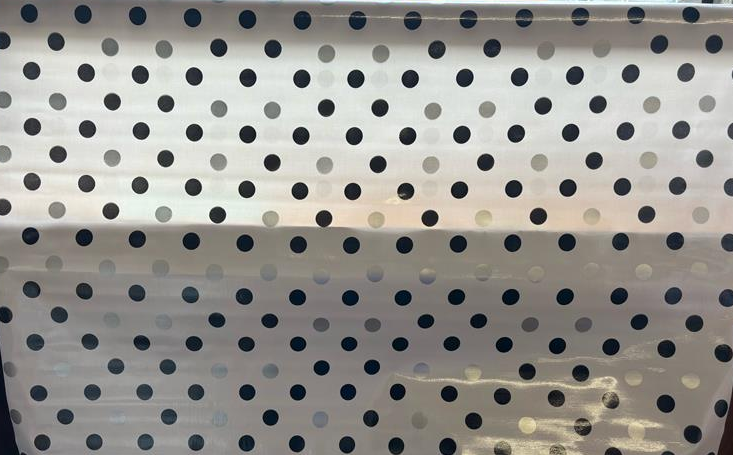 Tokyo Dots Black and Silver on White Oilcloth Fabric by the Yard - 47.5" Wide