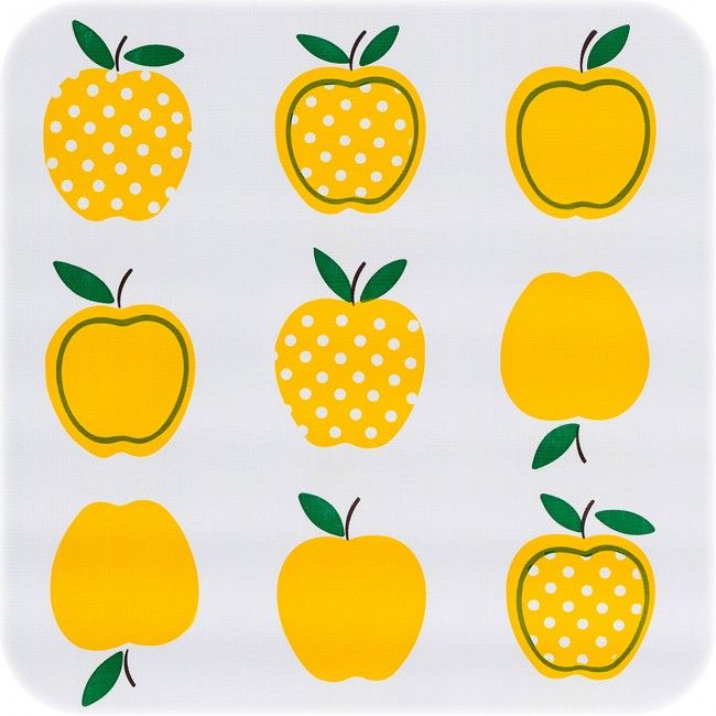 Tremso Apples in Yellow Oilcloth Fabric Full Bolt - 12 Continuous Yards, 47.5" Wide