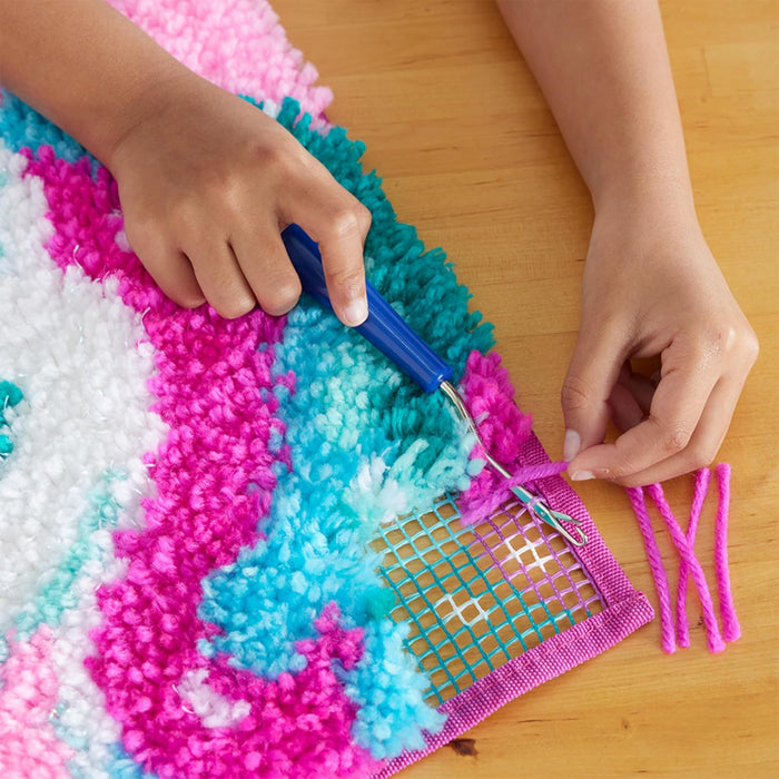 Latch Hook Kit Unicorn Mini Rug - Complete Craft Set for Kids & Beginners