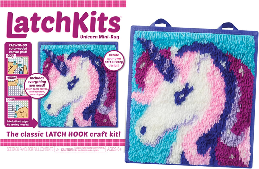 Latch Hook Kit Unicorn Mini Rug - Complete Craft Set for Kids & Beginners