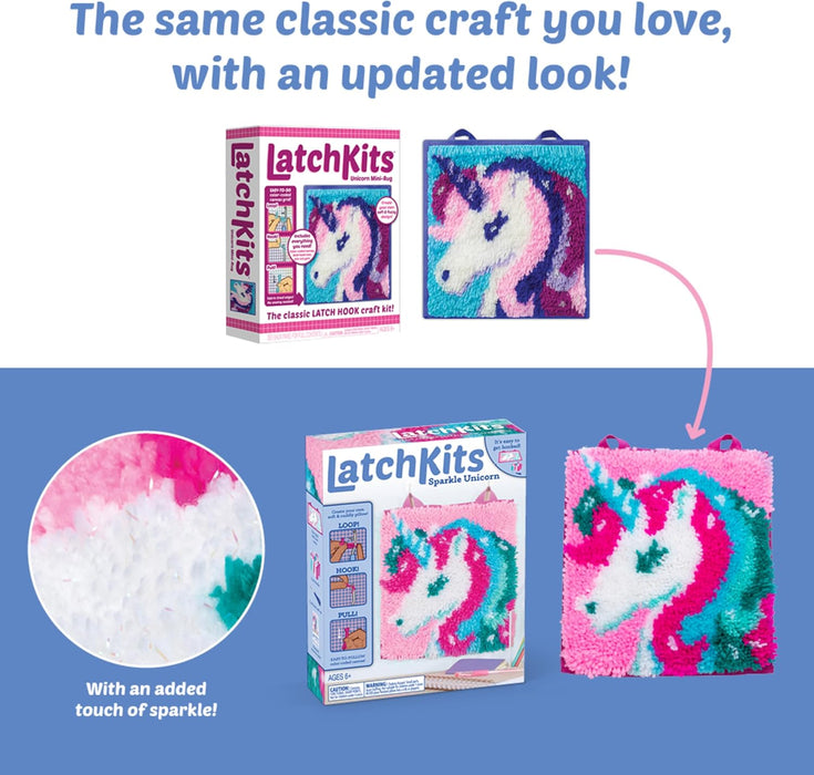 Latch Hook Kit Unicorn Mini Rug - Complete Craft Set for Kids & Beginners