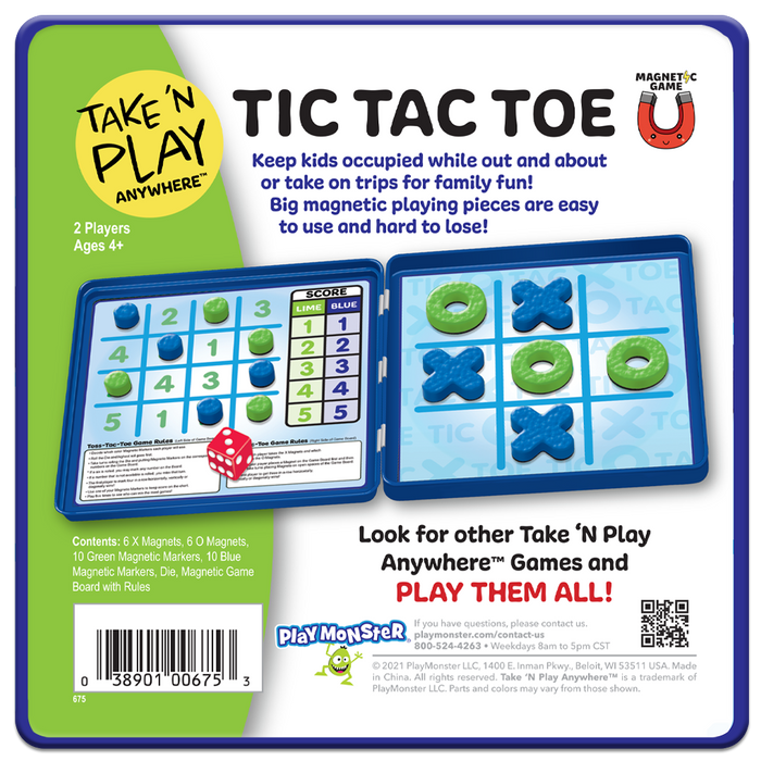 Playmonster Magnetic Tic Tac Toe Game - Travel-Friendly Screen-Free Fun for Kids