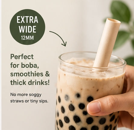 The Wild Turtle Boba & Smoothie Sugarcane Straws, 50 Count