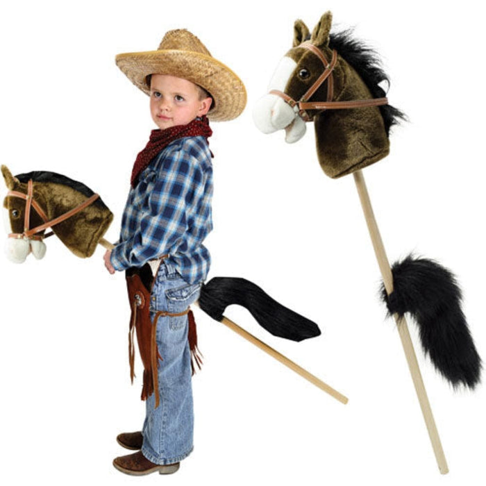 Schylling Pony Trails Stick Horse - Plush Horse with Sound & Tail 36" Long