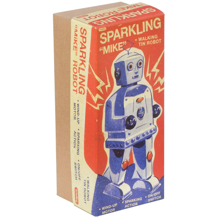 Schylling Sparkling Mike Tin Robot - Retro Space Age Metal Collectible Figurine