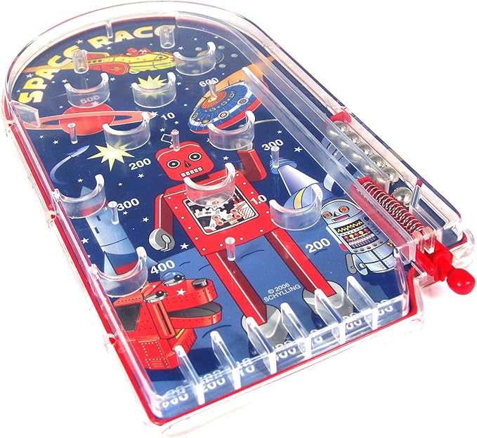 Schylling Space Race Vintage Pinball Game - Retro Handheld Screen-Free Fun