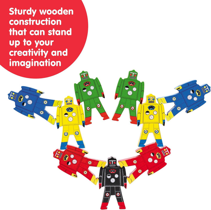 Schylling Wooden Stacking Robots - Classic Balancing Toy for Open-Ended Play