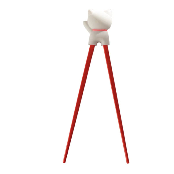 White Lucky Cat Training Chopsticks for Beginners