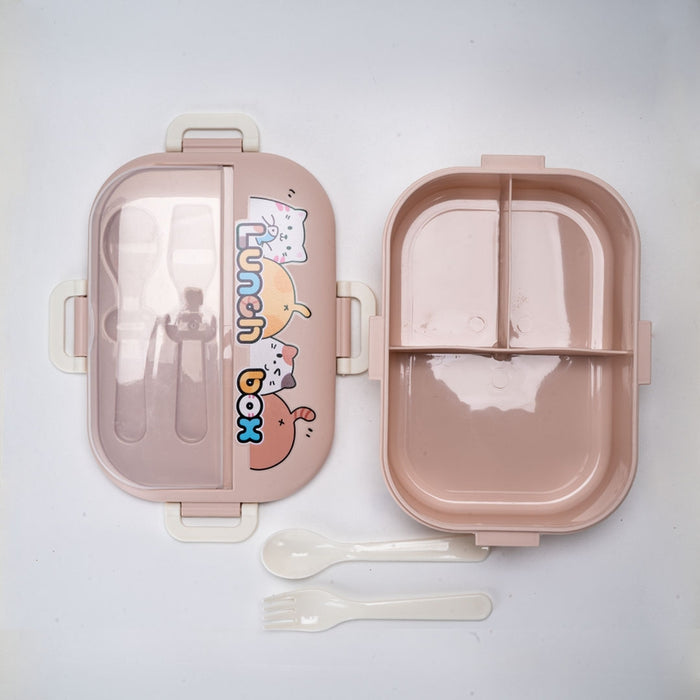 Cat Friends Lunch Box with Spoon and Fork