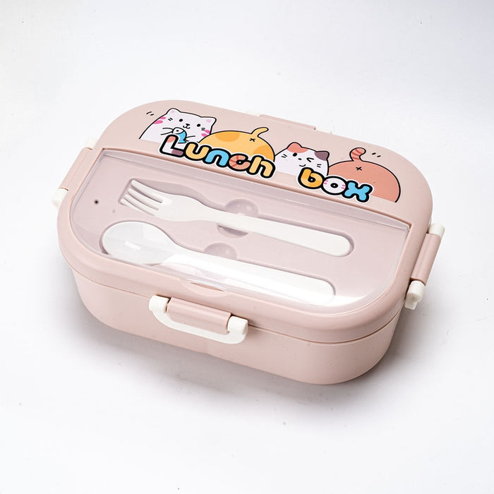 Cat Friends Lunch Box with Spoon and Fork
