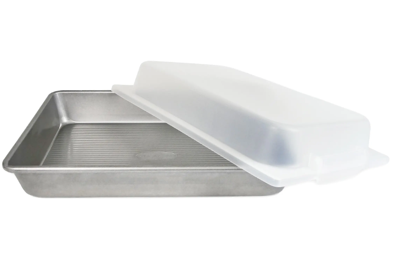 USA Pan Non-Stick Aluminum 9" x 13" Rectangle Cake Pan with Lid Set #1117RCLD-ST-1