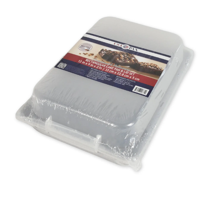 USA Pan Non-Stick Aluminum 9" x 13" Rectangle Cake Pan with Lid Set #1117RCLD-ST-1
