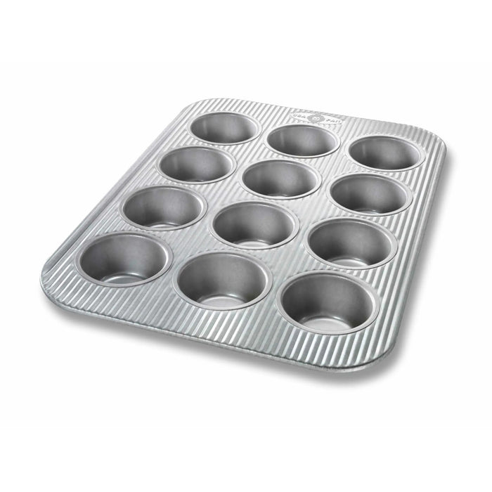 USA Pan 12 Cup Non-Stick Aluminum Muffin Pan with Lid Set #1200MFLD-ST-1