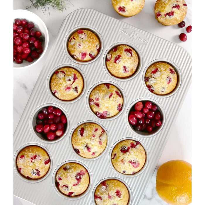 USA Pan 12 Cup Non-Stick Aluminum Muffin Pan with Lid Set #1200MFLD-ST-1