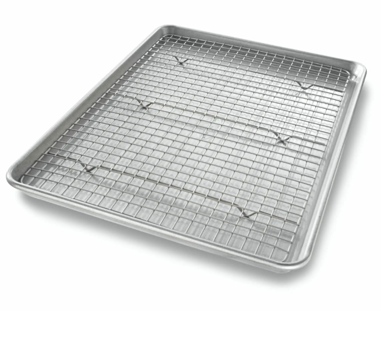 USA Pan Non-Stick Aluminum Quarter Sheet Pan with Baking Rack Set #1604CR-1
