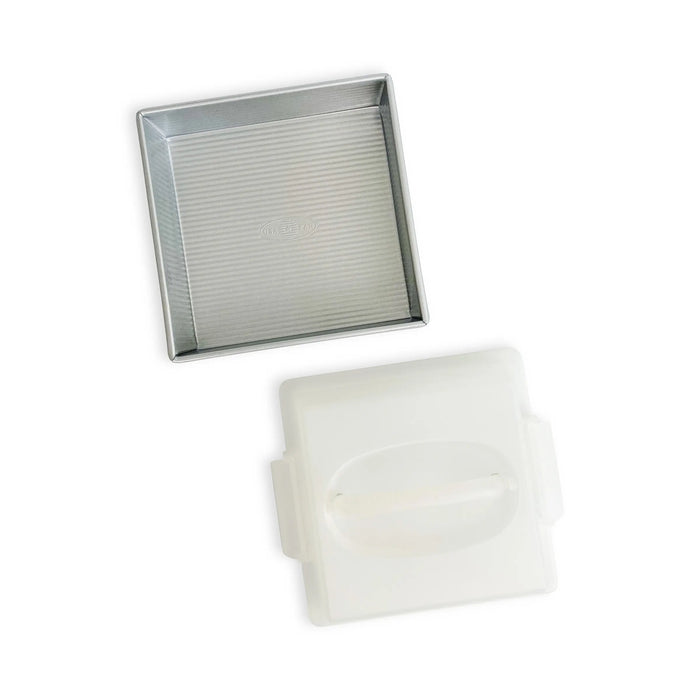 USA Pan 9" Square Non-Stick Aluminum Cake Pan with Lid #1130BWLD-ST-1
