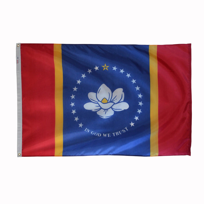 Valley Forge Mississippi State Flag 2'x3' - Premium Spectra Max Nylon Made in USA Official MS Flag