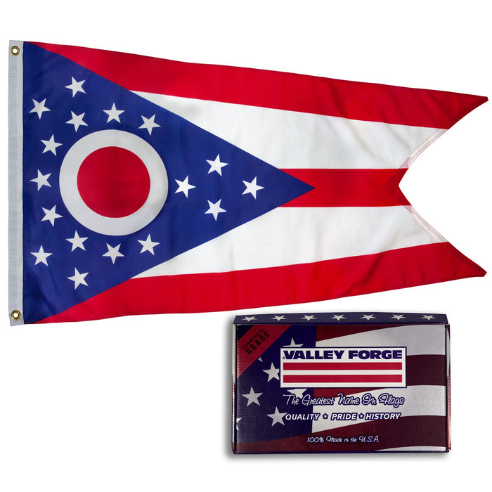 Valley Forge Ohio State Flag 2'x3' - Premium Spectra Max Nylon Made in USA Official OH Flag